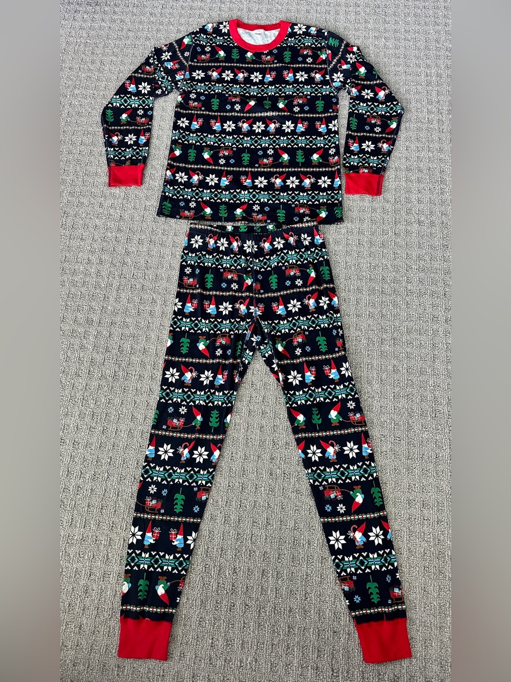Hanna Andersson Men's Gnome Fair Isle Long John Pajamas Organic Cotton Size L